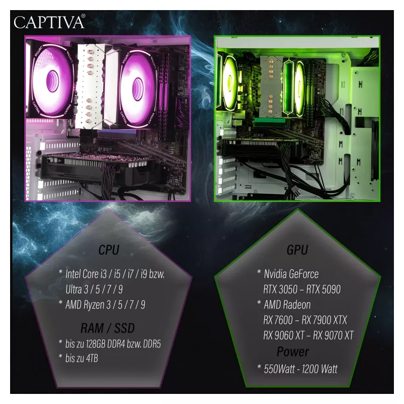 Computer Captiva CAPTIVA PC Advanced Gaming R92-912 Ryzen 7 5700X 32GB SSD 1TB RTX5060 8GB Windows 11 Home 64-bit