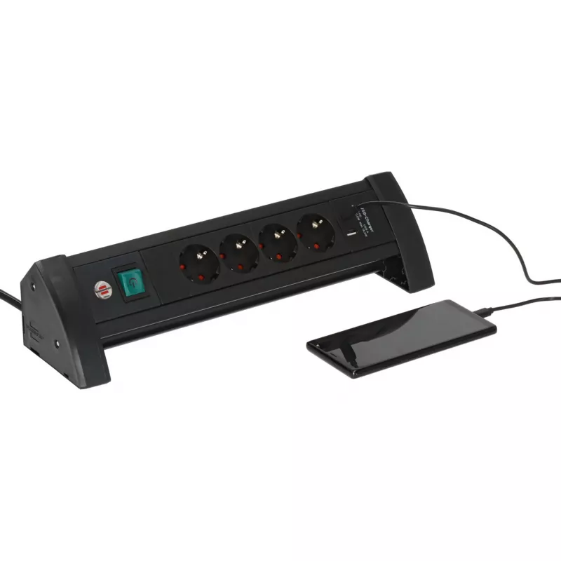 Power strip Brennenstuhl ALU-Office-Line 4-fold black/white — Brennenstuhl ALU-Office-Line 4fold
