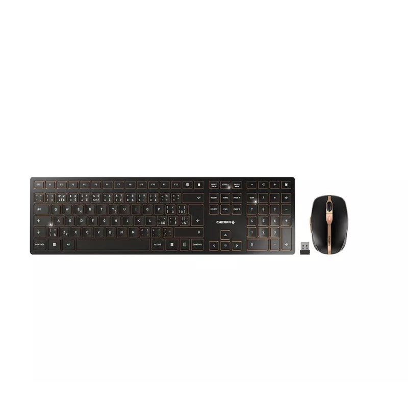 CHERRY DW 9100 SLIM keyboard Mouse included Universal RF Wireless + Bluetooth Czech, Slovakian Black