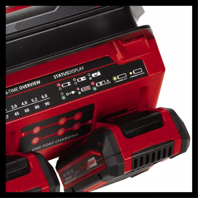 EINHELL Power X-Quattrocharger 4A - Universal Power X-Change Charger suitable for 4x Batteries (LED-Status Display | Parallel Charging | Fast Charging | Charging Management | Re