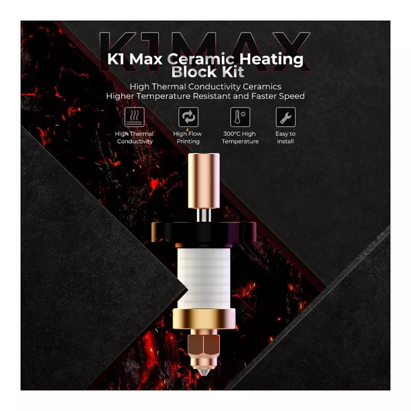 Heater block Creality 3D 4001030123 K1 K1Max Black Copper Red