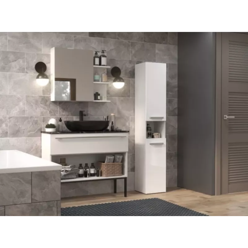Bathroom cabinet NEL I 31x30x174 cm, white, glossy
