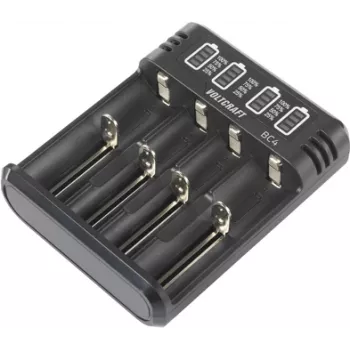 VOLTCRAFT BC4 Rundzellen-Charger LiIon, NiMH Mignon (AA), Micro (AAA), Baby (C), Sub-C, 10440, 16340, CR-123A, 17335, 17500, 17670, 18490, 18650, 21700, (VC-14263380)