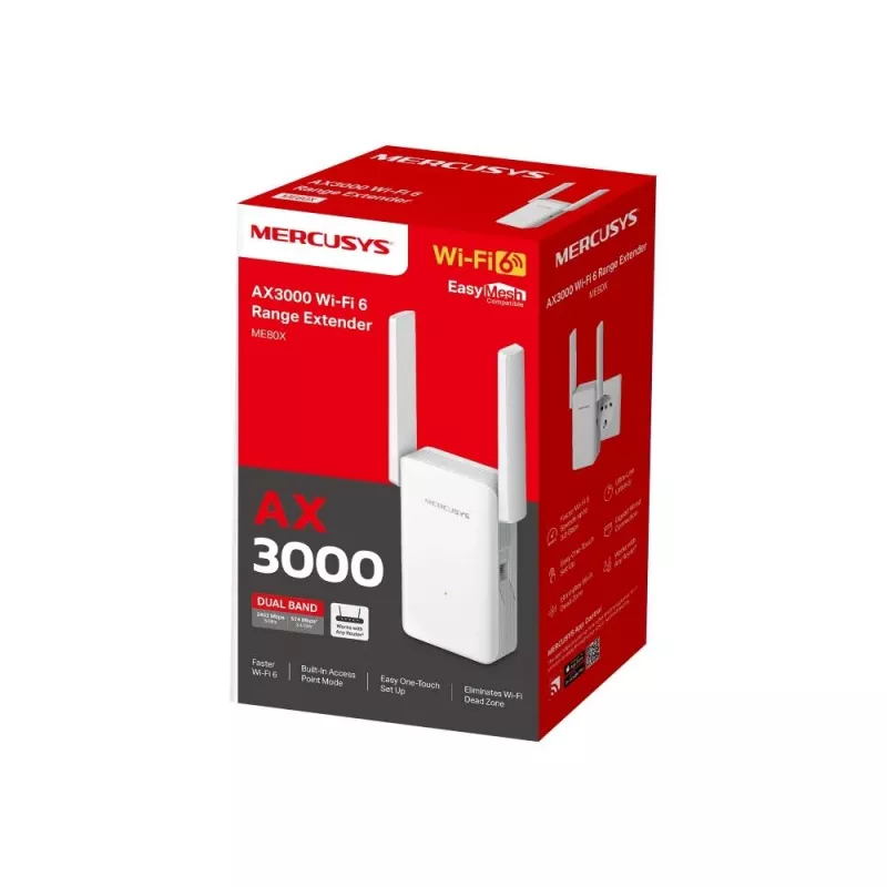 Mercusys ME80X network extender White 100, 1000 Mbit/s