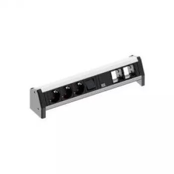 Desk 1, 3 AC outlets, 230 V, 16 A, black, aluminium, 450 mm
