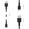 USB-C to USB-A cable Aukey CB-CA2, nylon braided, Quick Charge 3A, 1 m