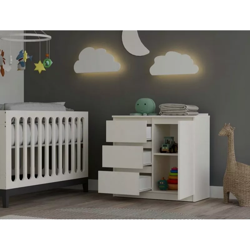 CHEST OF DRAWERS 1 DOOR 3 DRAWERS COLOUR CASHMERE