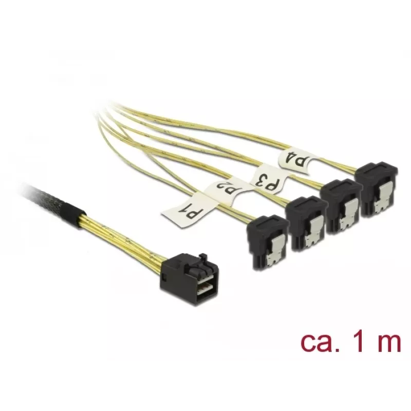 SCSI cable DeLOCK 85685 Black Yellow 1 m 1 x Mini SAS HD SFF-8643 4 x SATA 7 pin