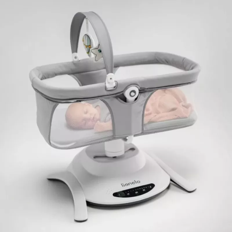 Cradle / Rocking Cradle Lionelo Bella Set Grey Concrete – infant bed with rocking function