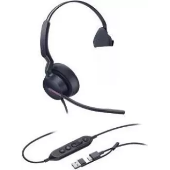 Yealink UH46 Mono 1308242 Headset – USB-C/USB-A – monaural – Noise-Cancelling – 35mm Speaker – Wideband-Audio – 3-Microphone-Technology – Black