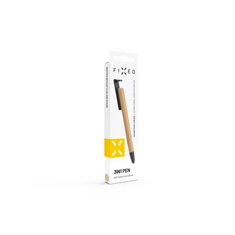 Pen with Stylus and Stand FIXED FIXPEN-BA Bamboo — 3-in-1 pen, touchscreen stylus and integrated desk stand