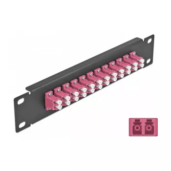 Fiber Optic Patch Panel DeLOCK 10 inch 12 Port LC Duplex violet 1U black