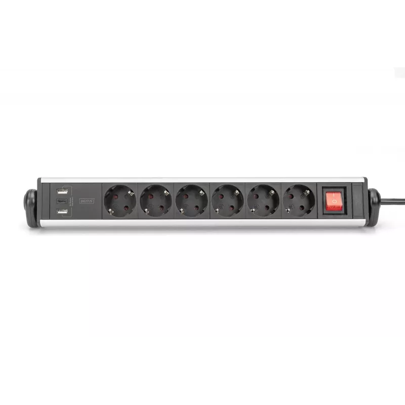 Digitus 6-way office power strip with 3x USB ports 1.5m cable
