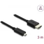 HDMI cable DELOCK 81692 — 3 m, HDMI Type A (Standard) to HDMI Type D (Micro), 48 Gbit/s, up to 7680×4320, gold-plated contacts, black