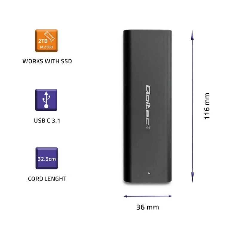 Obudowa | kieszeñ do dysków M.2 SATA SSD | NGFF | USB typ C
