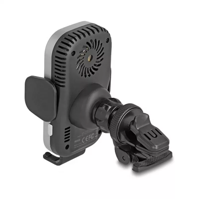 Active car holder DELOCK 66939 for mobile phones — suction cup mount, Black/Grey, wireless charging compatible