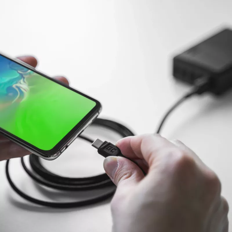 USB Cable Green Cell KABGC19 USB 2.0 2m USB A USB C Black