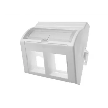 Adapter 45x45 2xRJ45 convex angular Alantec OS022 — 2-port RJ45 angled adapter