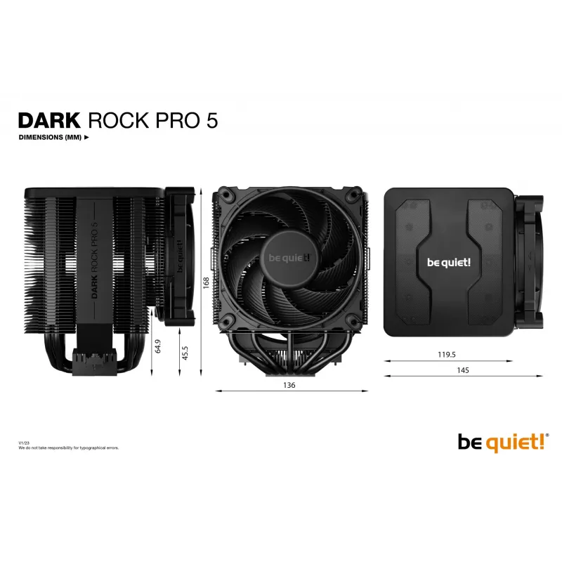 be quiet Dark Rock Pro 5 Processor Air cooler 120/135 mm Black 1 pc(s)