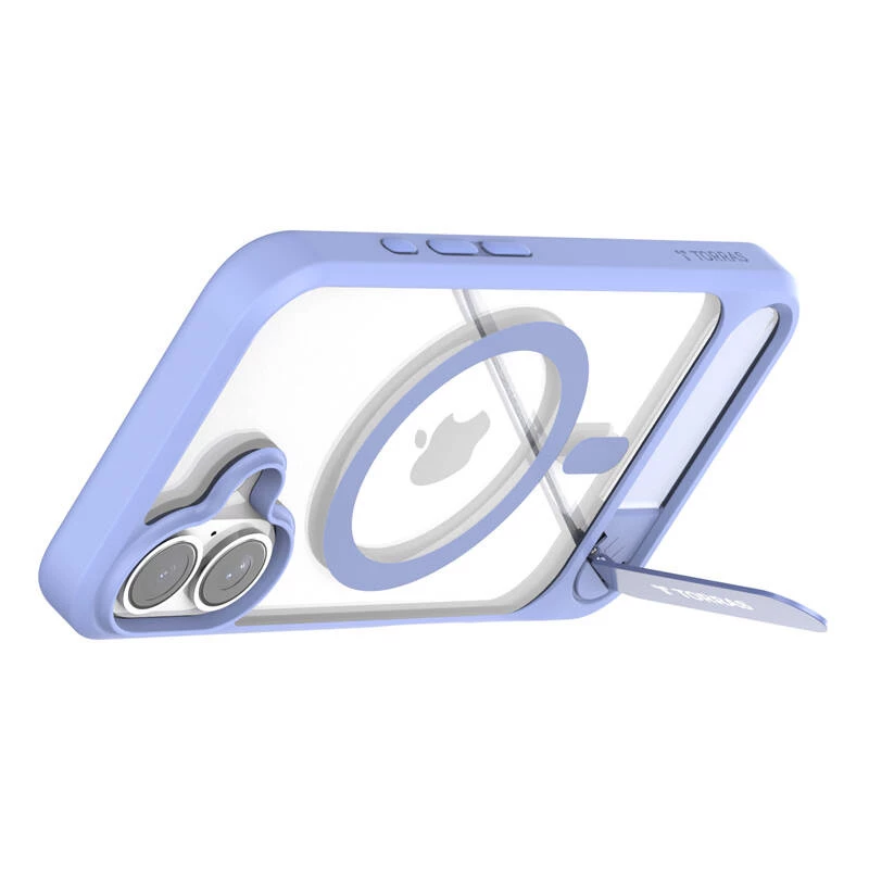 Protective phone case Torras Pstand Series for iPhone 16 — Blue, slim-fit with integrated stand