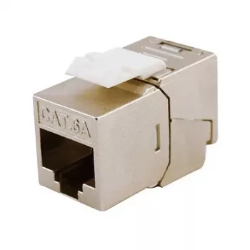 Shielded Cat.6A Slim Keystone Jack, EQUIP 767223, Toolfree, RJ-45, Flat, Silver, 8 pcs