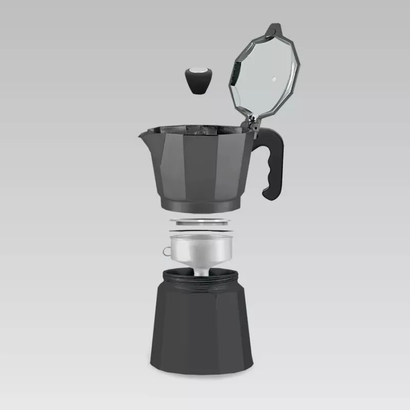 Moka pot Maestro MR-1666-3-BLACK, manual 3-cup aluminium coffee maker, 150 ml, black