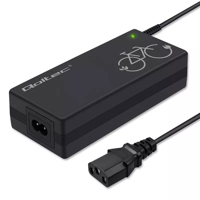 Charger QOLTEC 36V–42V 2A with C14 IEC 3-pin connector for e-bike batteries