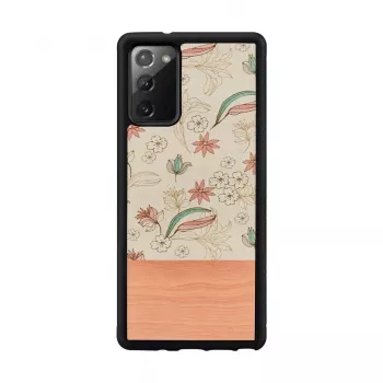 Phone case man and wood for Samsung Galaxy Note 20 — Pink Flower on Black