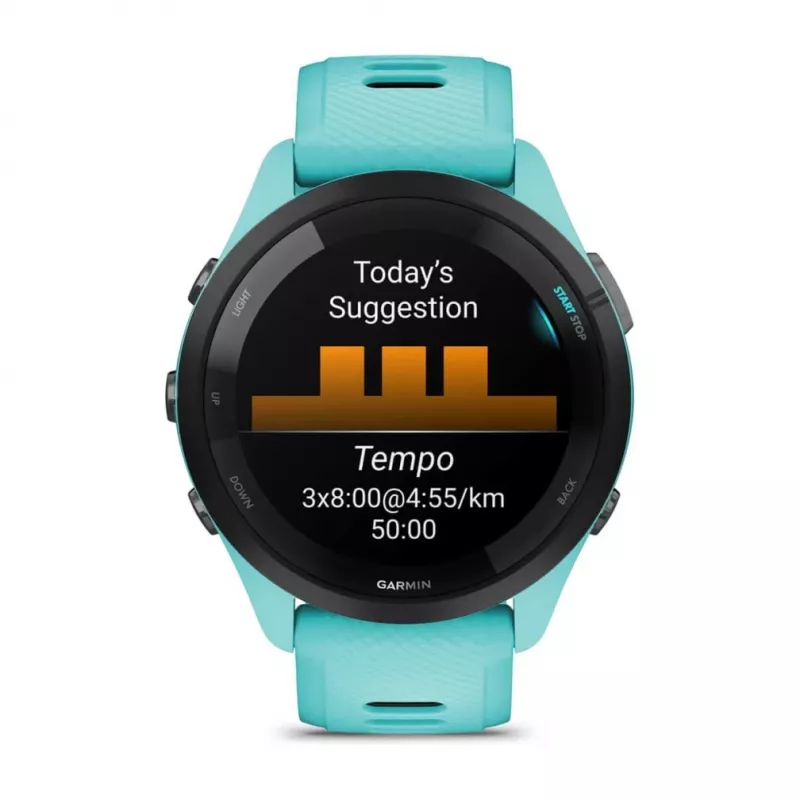 Garmin Forerunner 265 3.3 cm (1.3) AMOLED 46 mm Digital 416 x 416 pixels Touchscreen Black, Blue Wi-Fi GPS (satellite)