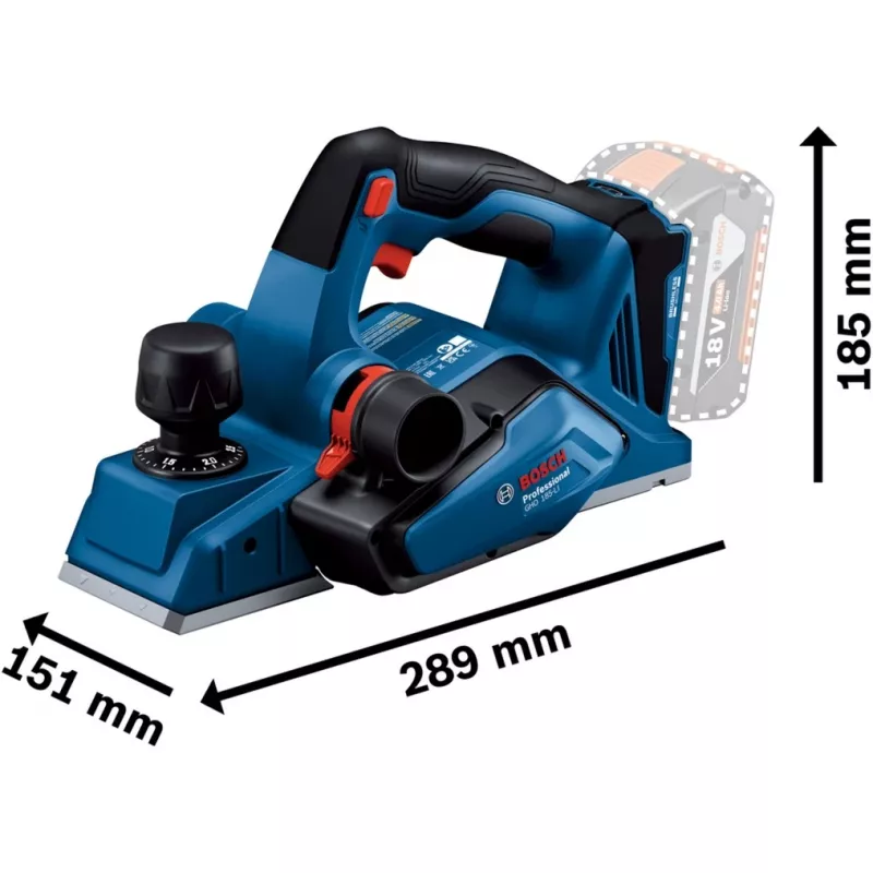 Battery-rebate planer GHO 18V-26 Professional solo, 18Volt, Electric Planer Blue/black, without Battery and Charger, in L-BOXX