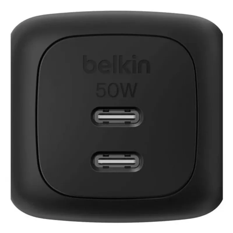 Indoor AC Fast Charger Belkin WCH019kqBK — 2× USB‑C, Black, OVP/OC/OT/SC Protection