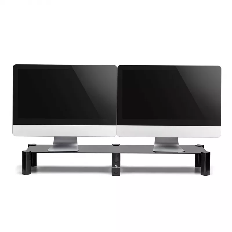 Monitor Stand MACLEAN MC-936 dual-arm, max load 20 kg, tempered glass base