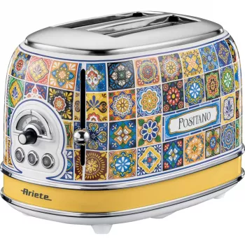 Ariete 155 Toaster Positano, 810W, 2 slices, 6 browning levels, Crumb tray, Defrost function, Automatic ejection, Without clamps