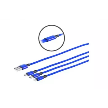 Microconnect MC-USBA-3WAY USB cable USB 3.2 Gen 1 (3.1 Gen 1) 1.2 m USB C/Micro-USB B/Lightning Blue