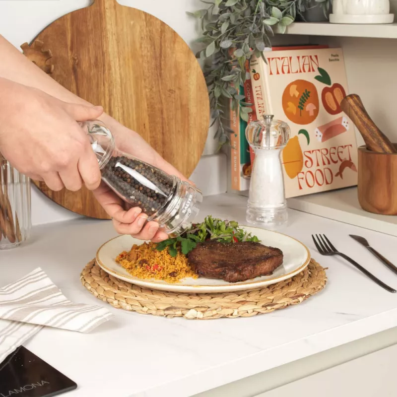 Salt and pepper mill set Salter BW12949EU7, transparent bodies, manual grinding