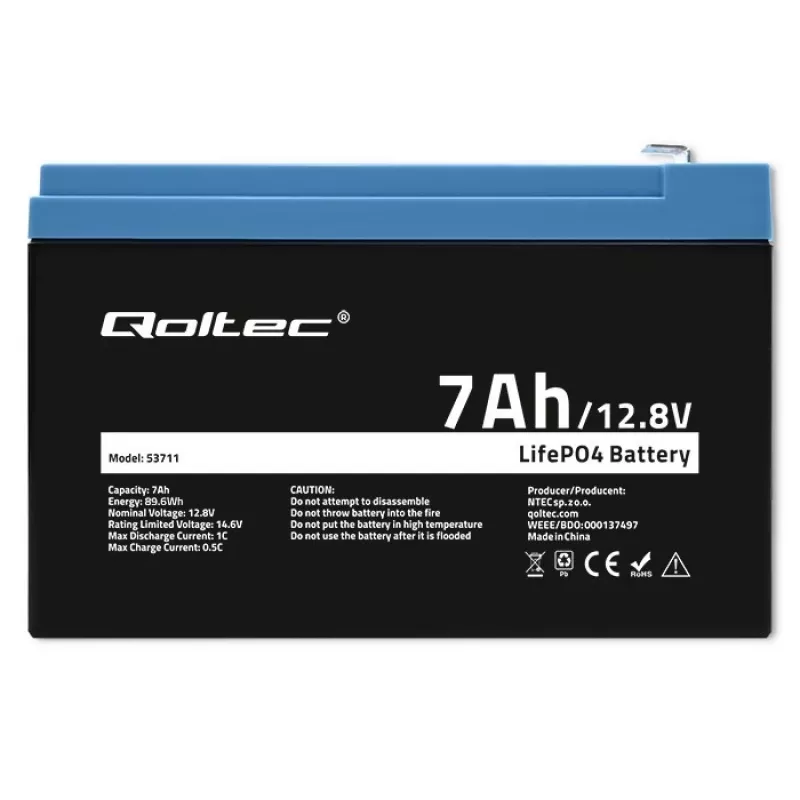 LiFePO4 battery 12.8V 7Ah,89.6Wh,BMS