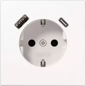 Socket outlet Type F Jung LS1520-15CAWW, 16 A, 50/60 Hz, IP20, plastic housing, USB 5 V