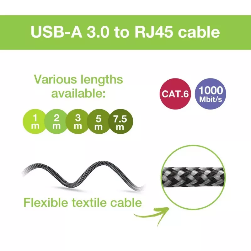 Techly ICOC U3A-RJ45-010 networking cable Black, Silver 1 m Cat6 F/UTP (FTP)