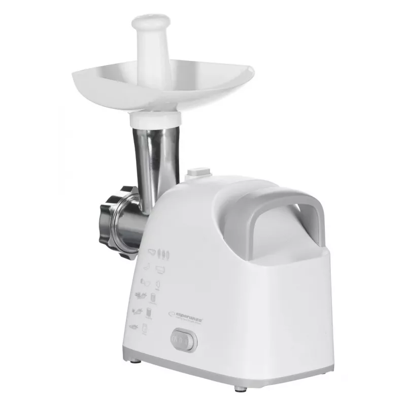 Meat grinder ESPERANZA EKM033, 2200 W, white, stainless steel blade, reverse, sausage horn, kebbe maker