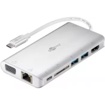 Goobay 49850 Notebook-docking station & port replicator Wired USB 3.2 Gen 1 (3.1 Gen 1) Type-C Silver - White (49850)