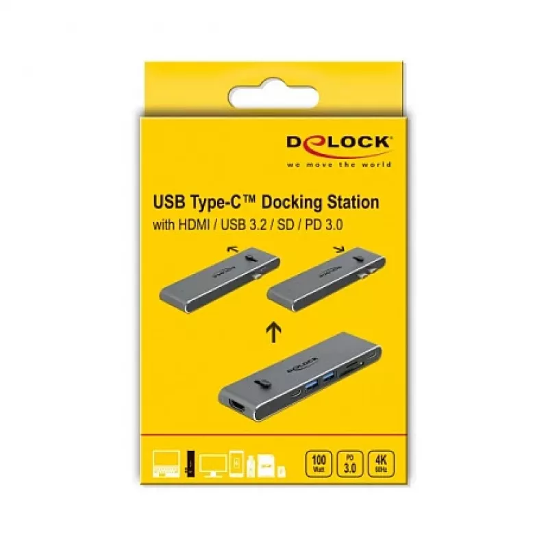 Docking Station DeLOCK Dual USB Type-C with HDMI USB 3.2 SD PD 3.0