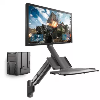 Wall-mount workstation MACLEAN MC-838 with gas spring for monitor, keyboard and PC