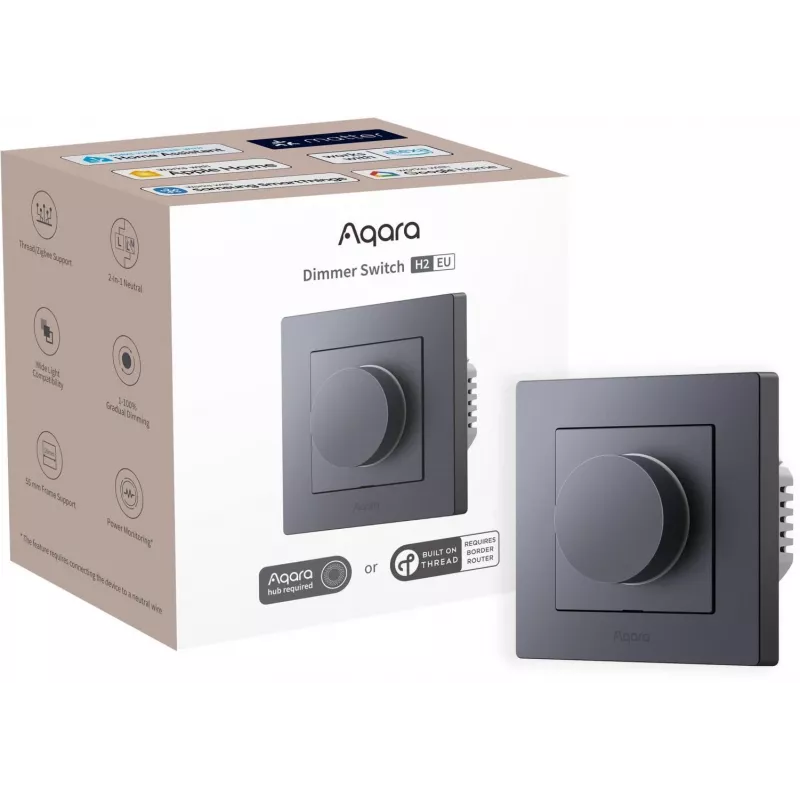 Aqara H2 EU rotary light switch Grey — rotary control, BLE, 86×86×55.5 mm