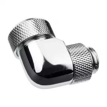 Alphacool Eiszapfen 13mm HardTube Screw-In Fitting 90° Rotatable G1/4 - Angled Compression Fitting for Liquid Cooling System - chrome
