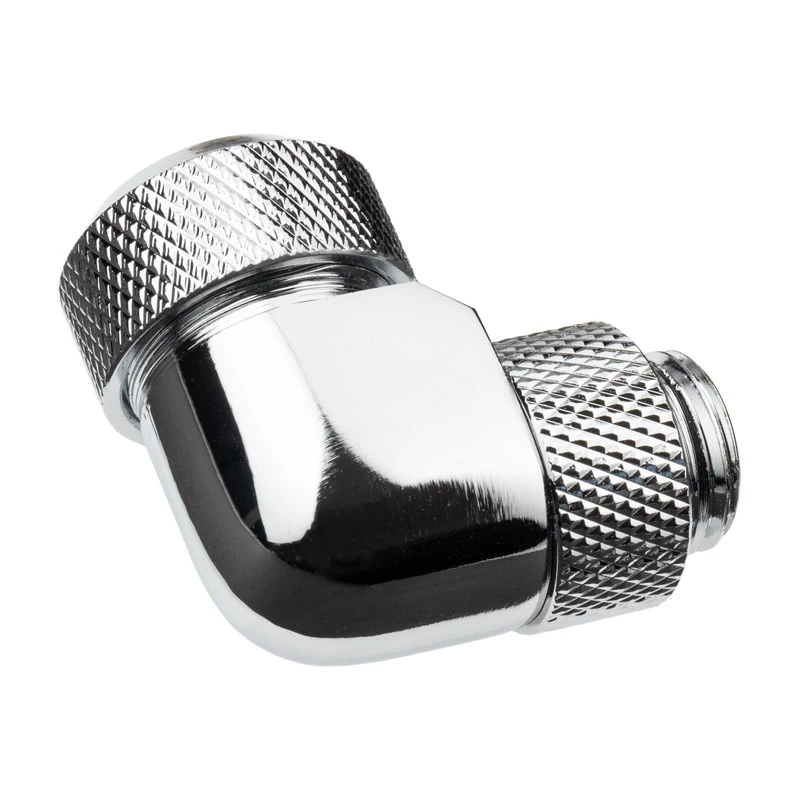 Alphacool Eiszapfen 13mm HardTube Screw-In Fitting 90° Rotatable G1/4 - Angled Compression Fitting for Liquid Cooling System - chrome