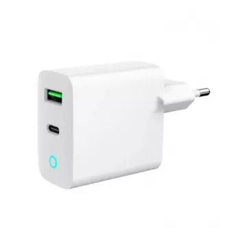 Alimentator Retea 220V GEMBIRD, Universal, 1 X USB Type-C D 20W, 1 X USB-a 3.0 QC 18W, Indicator LED, White