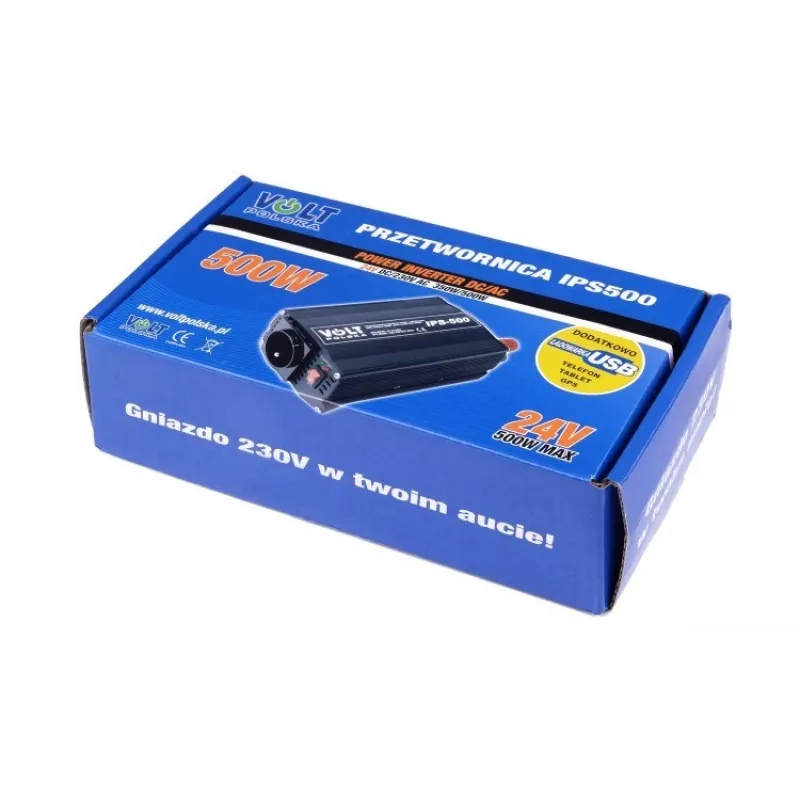 Power inverter AZO 350/500W 24V to 230V model 4PRZ24230IPS500, 350W continuous / 500W peak