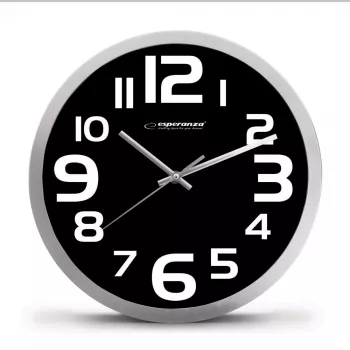 Wall clock Esperanza EHC013K Zurich Black Quartz Oval 25 cm, aluminum frame, 4 cm thick