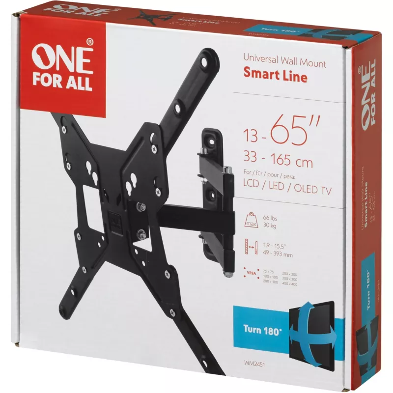 Universal Electronics One For All Smart WM 2451 - bracket - for Flat Screen - Screen Size: 33-140 cm (13-55) - wall mount (WM2451)