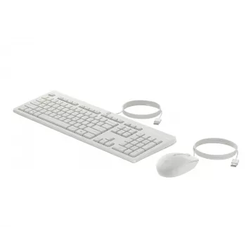 HP 225 G2 USB Wired Mouse Keyboard Combo, Copilot Key - Cashmere White - ESTONIAN